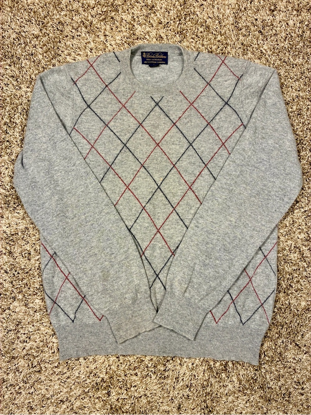 Brooks Brothers 2 ply Scottish Cashmere Argyle Crewneck Sweater